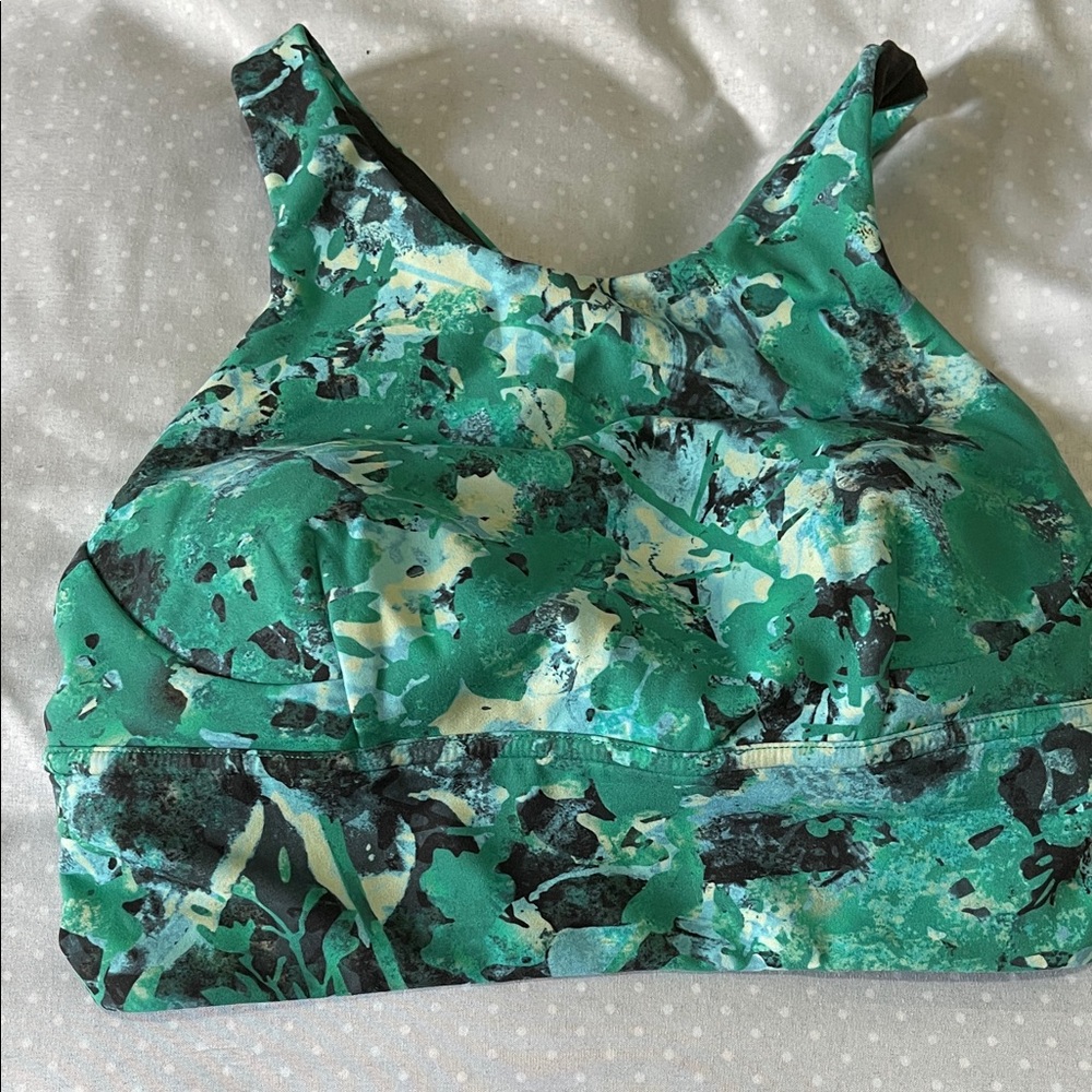 lululemon athletica Teal Green Abstract Print Crop Sports Bra